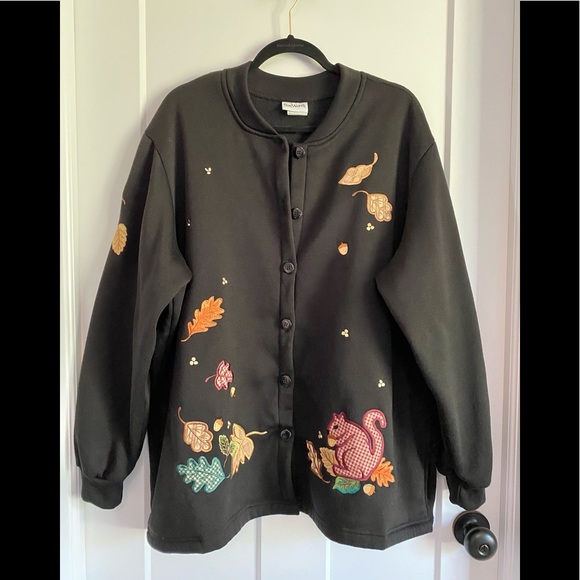 Vintage Sweaters - Ugly Fall Themed Sweater Cardigan XL